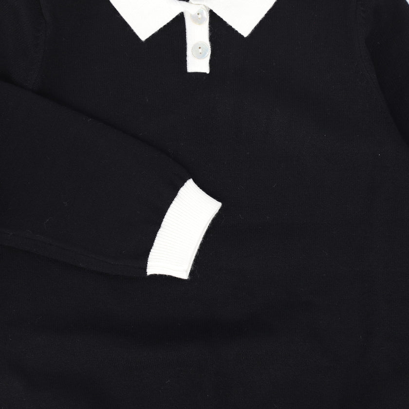 Knit Trim Sweater and Pleated Skirt