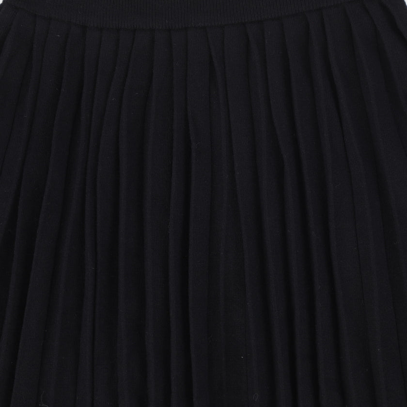 Knit Trim Sweater and Pleated Skirt