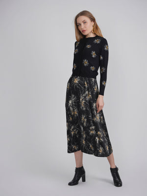 Printed Metallic Chiffon Jumper