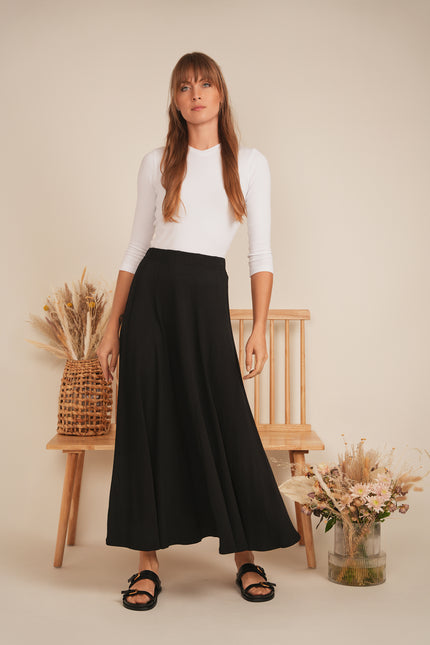 Ladies Ribbed Maxi Panel Skirt