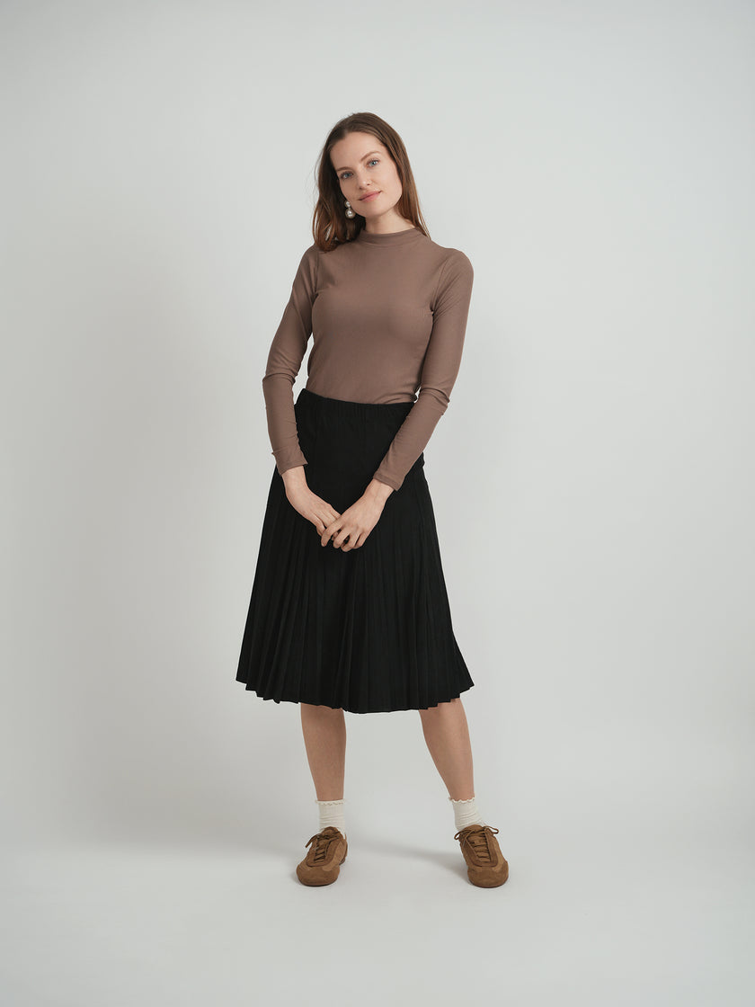 Midi Corduroy Burst Pleated Skirt