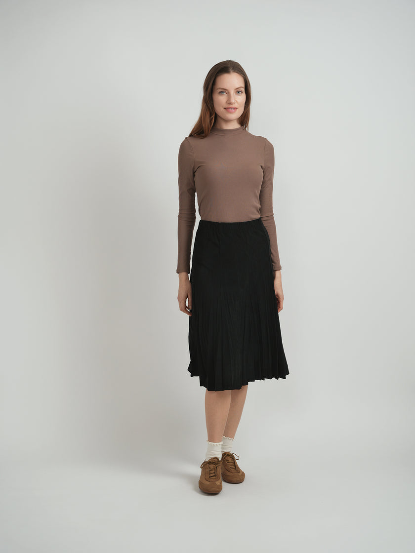 Midi Corduroy Burst Pleated Skirt