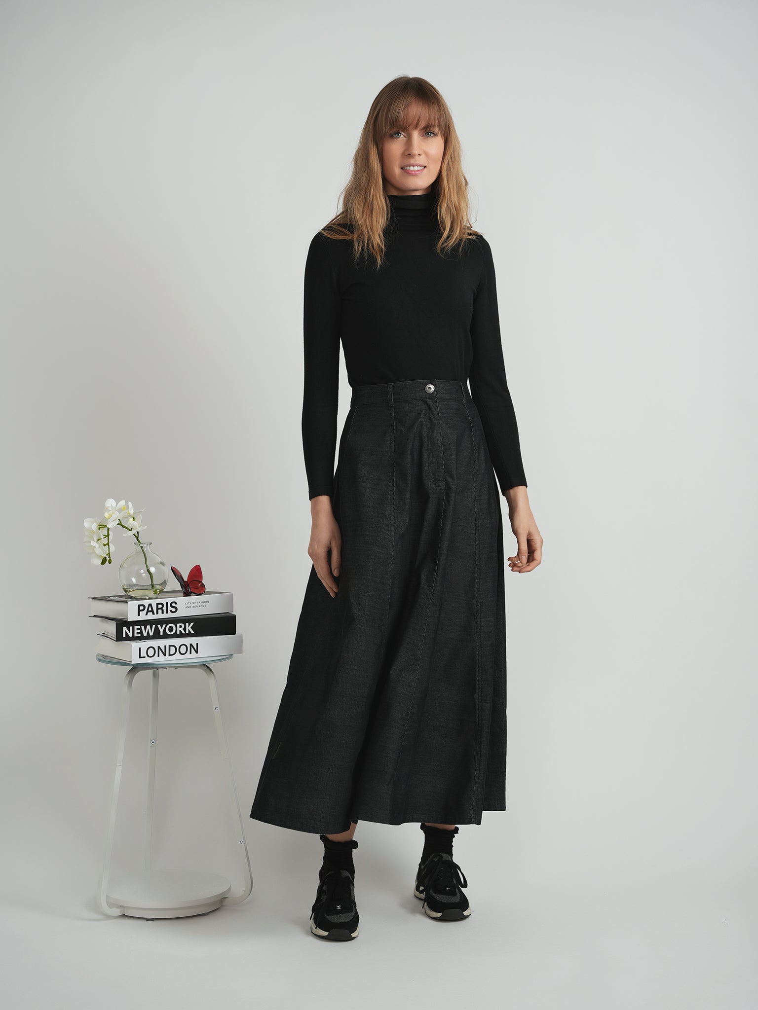 Maxi Twill A Line Skirt