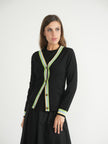 Knit Contrast Stripe Cardigan
