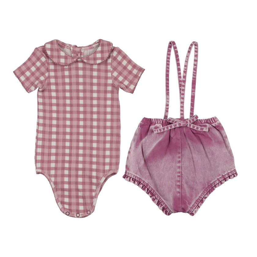 Kin & Kin Ruffled Overall & Onesie Set