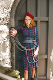 Plaid Smocked Blouse and Skirt Set