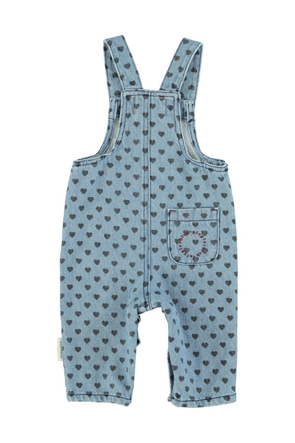 Washed Denim w/ Black Hearts Dungarees