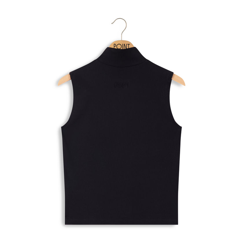 rib sleeveles mock neck
