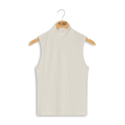 rib sleeveles mock neck