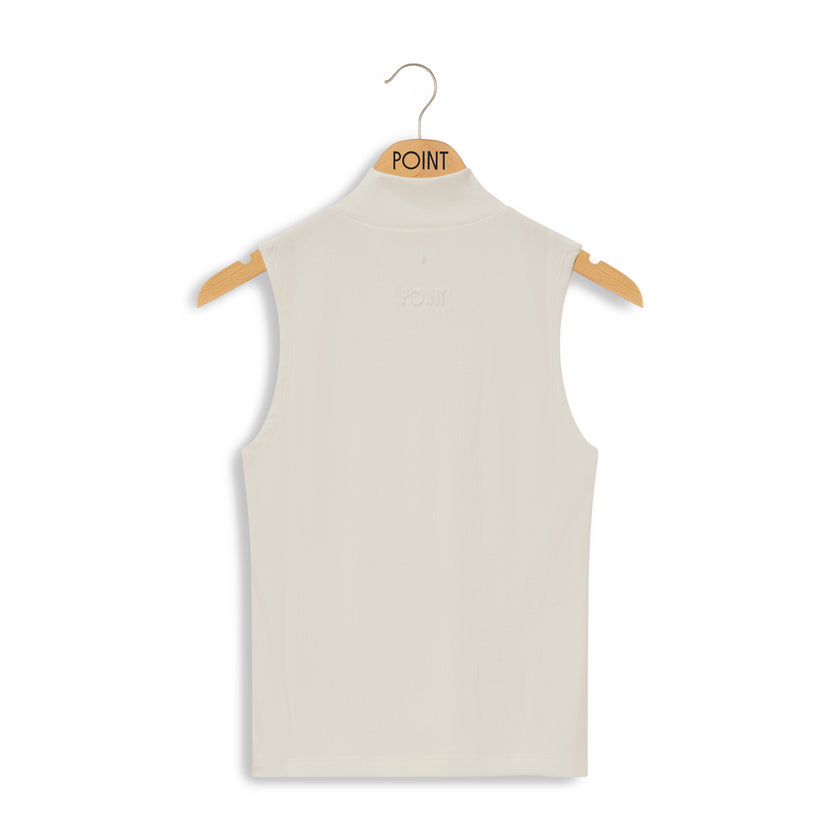 rib sleeveles mock neck