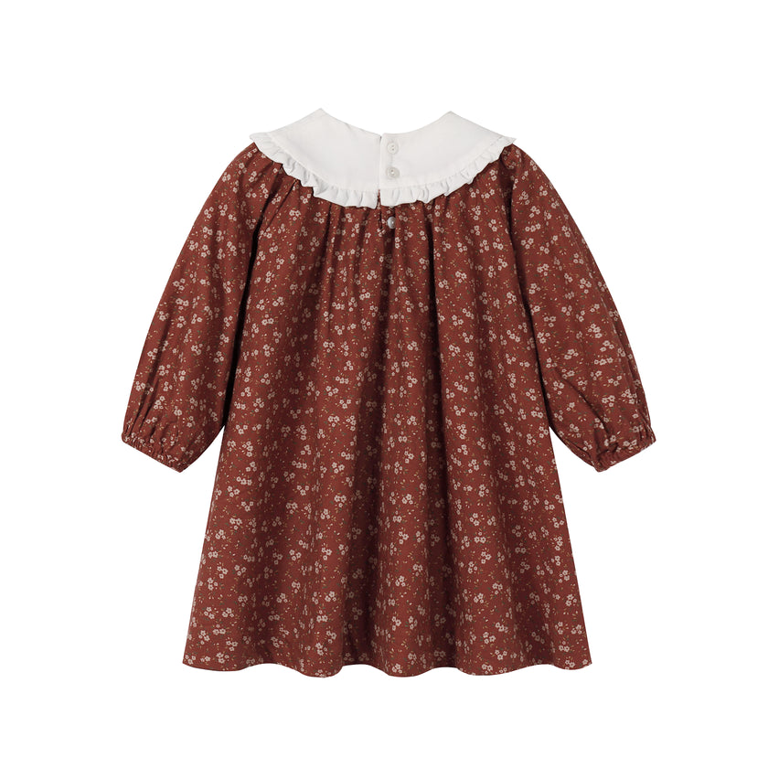 Floral Burnt Red Bib Dress