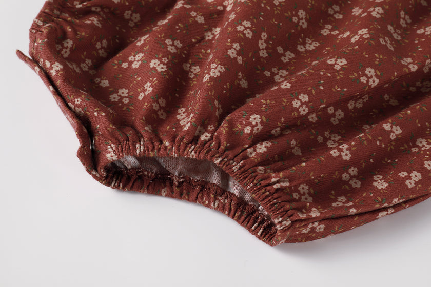 Floral Burnt Red Bib Romper