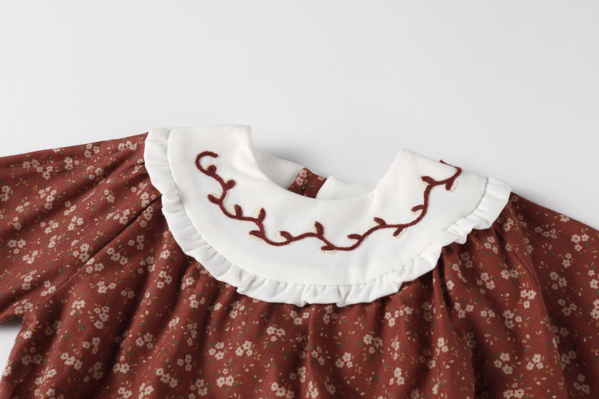 Floral Burnt Red Bib Romper