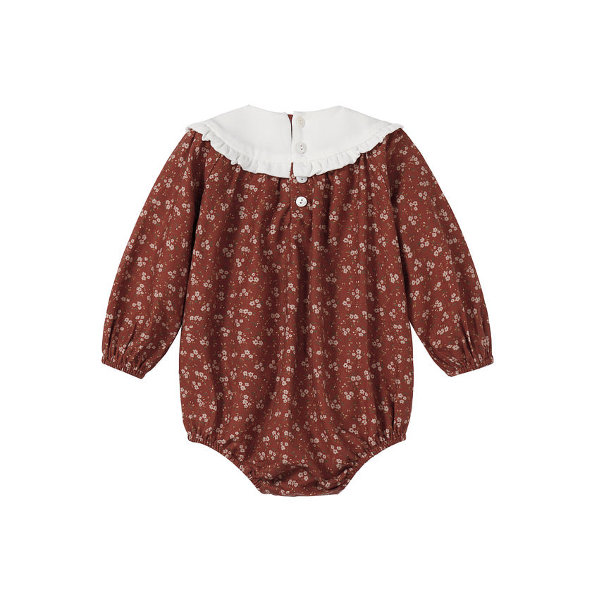 Floral Burnt Red Bib Romper