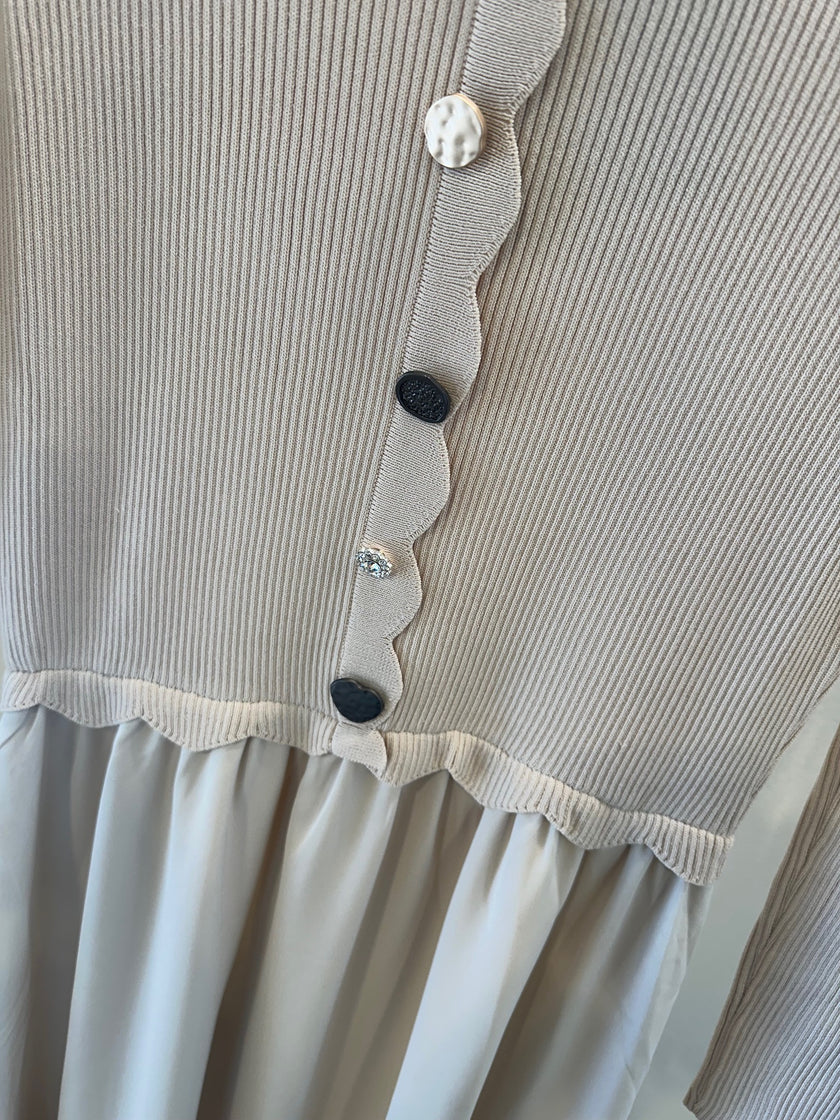 Scalloped Ribbed Cardigan Dress