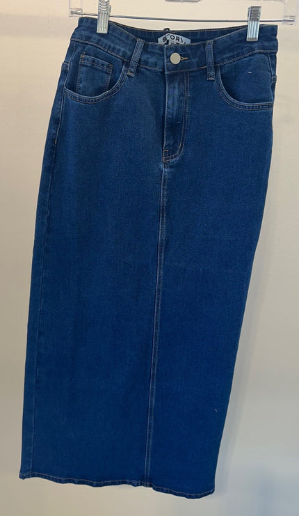 Denim Maxi Straight Skirt