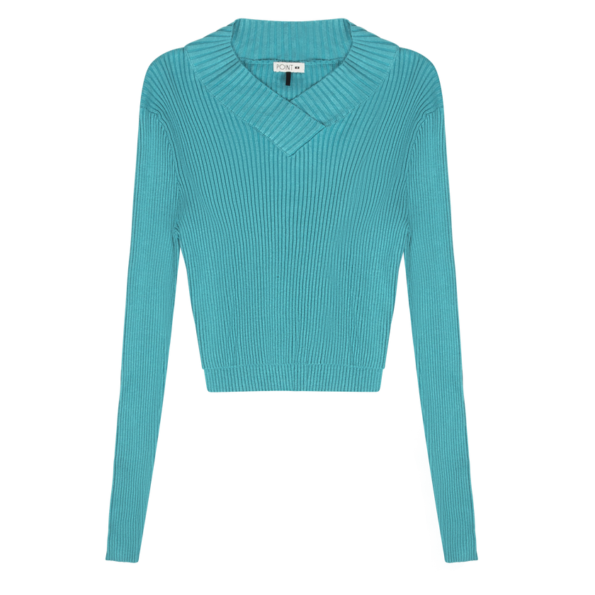 Point V Neck Cropped Sweater