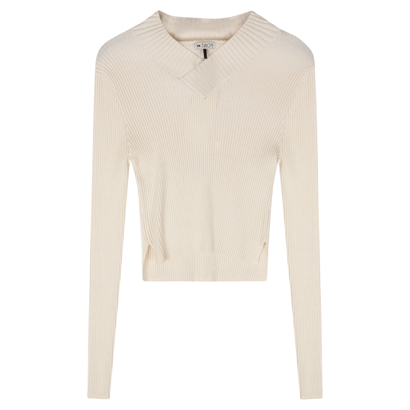 Point V Neck Cropped Sweater