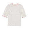 Floral puffed sleeve ribbed t shirt