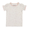 Floral puffed SS ribbed tshirt