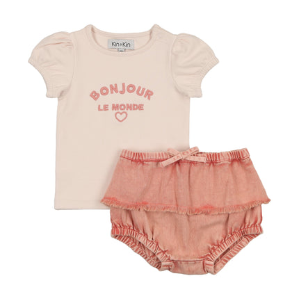 Denim baby tshirt/bloomer set