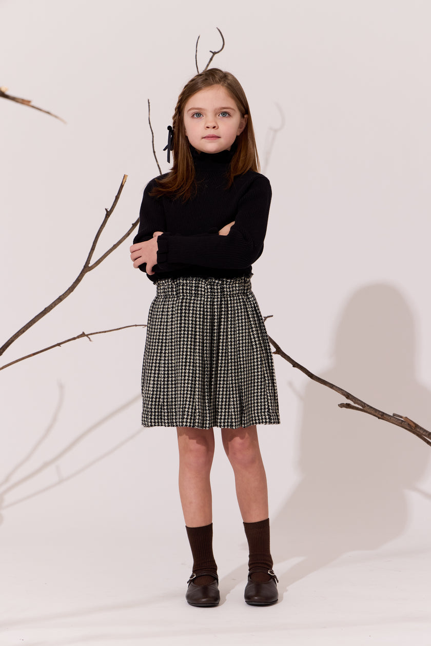 pleat houndstooth skirt
