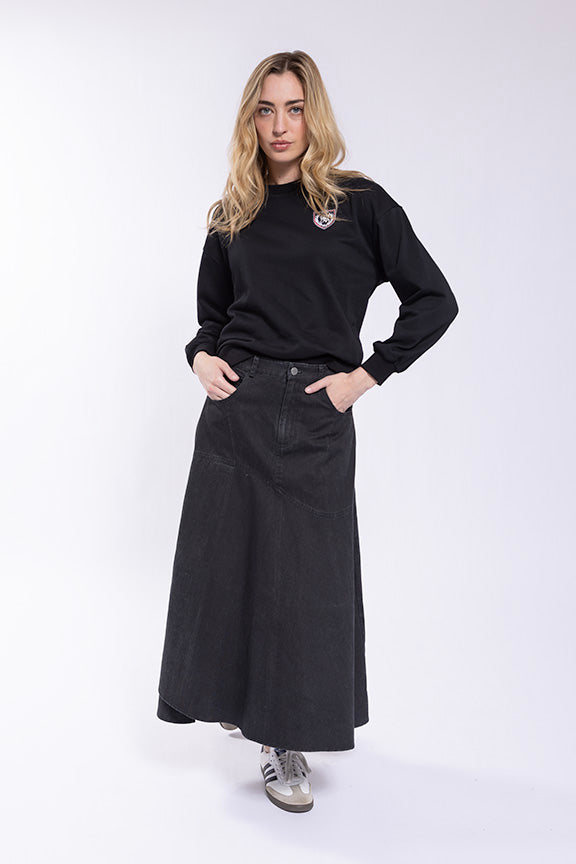 wave bottom denim skirt