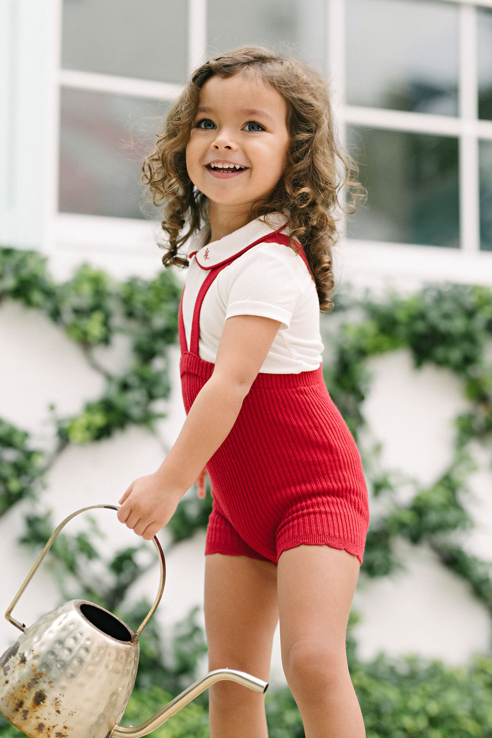 Lil Legs Scallop Suspender Shorts