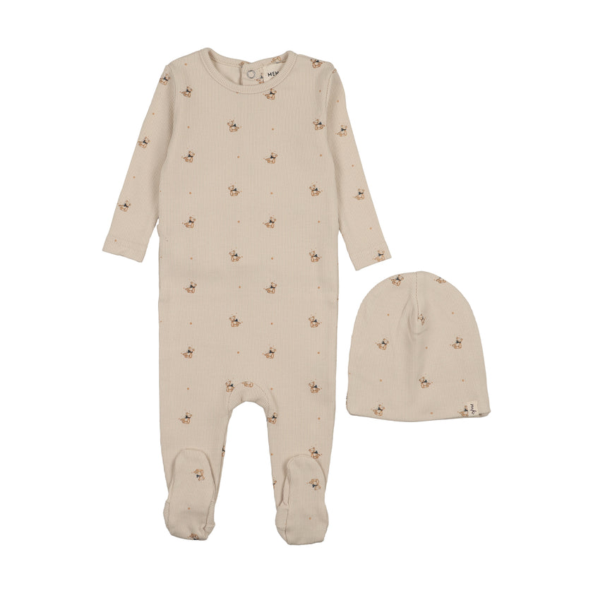 teddy bear print footie