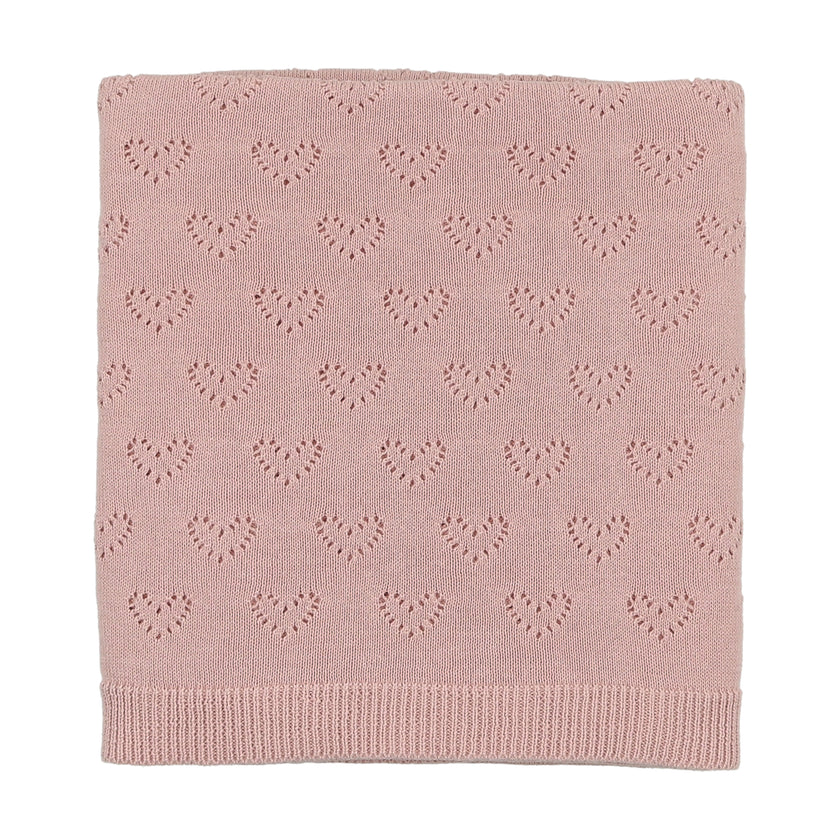 Heart Pointelle Knit Blanket