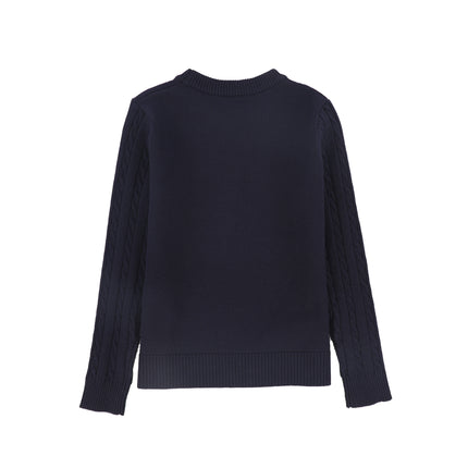 Cable Knit Sleeve Logo Sweater