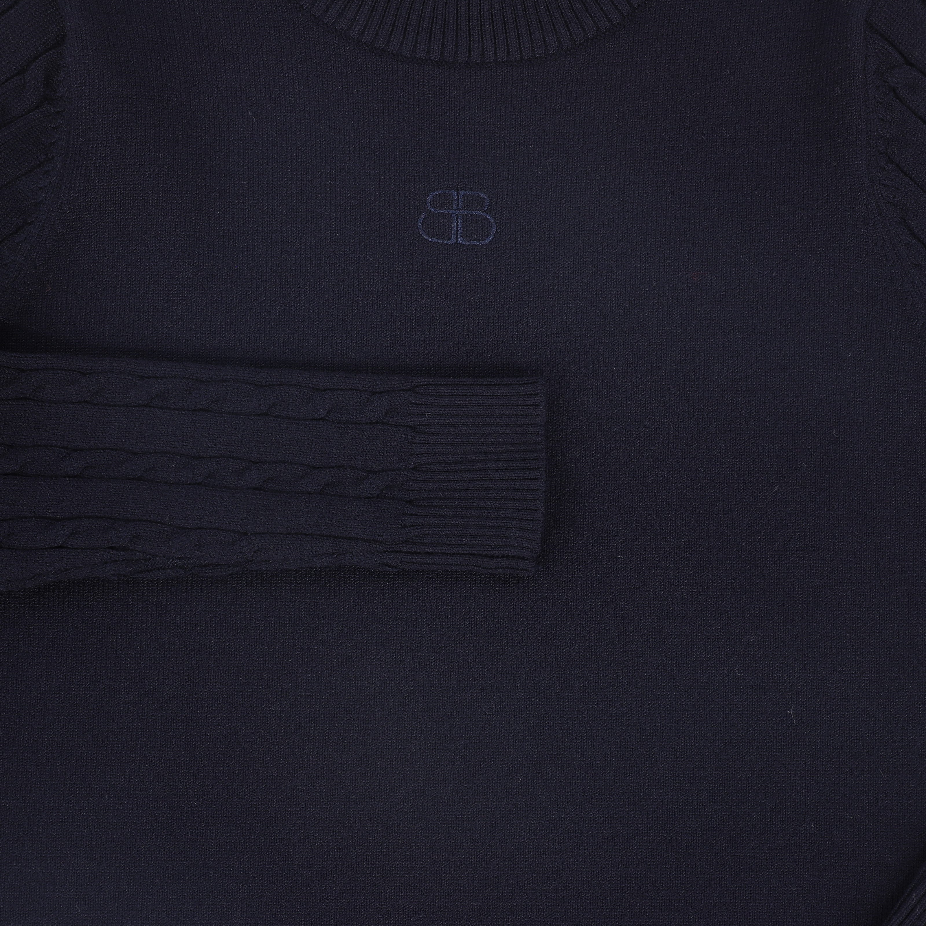 Cable Knit Sleeve Logo Sweater