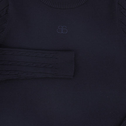 Cable Knit Sleeve Logo Sweater