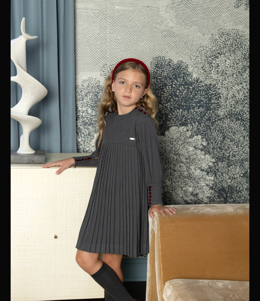 Pleated Button Dress