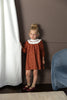 Floral Burnt Red Bib Dress