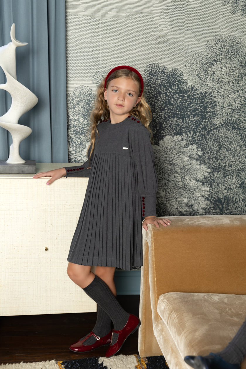 Pleated Button Dress