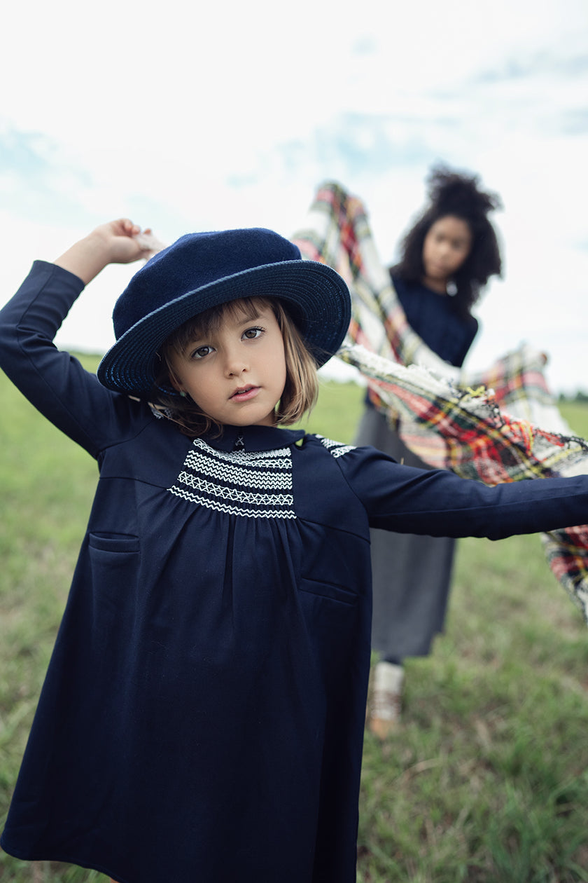 Smocked Swing Collar Dress