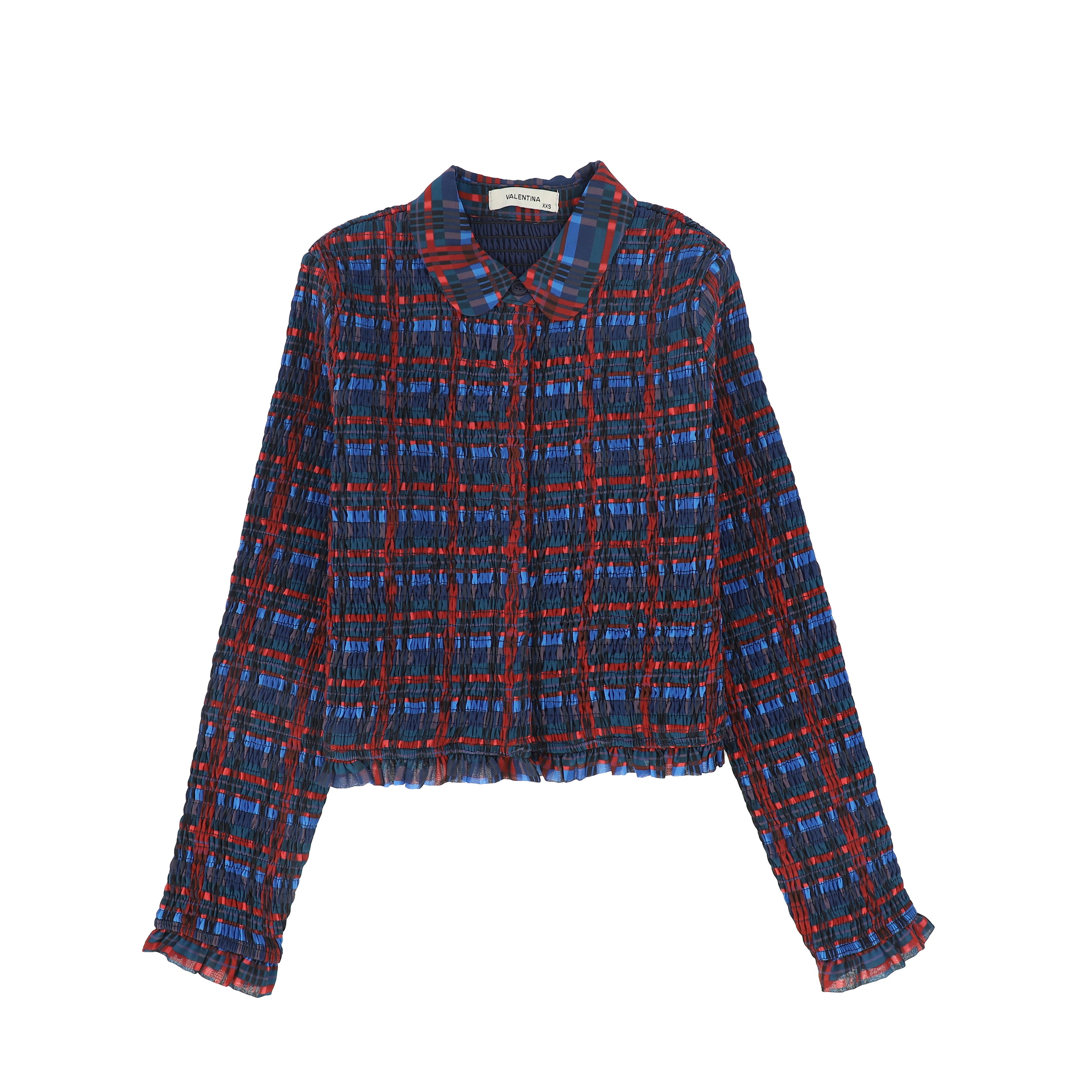 Plaid Smocked Blouse and Skirt Set