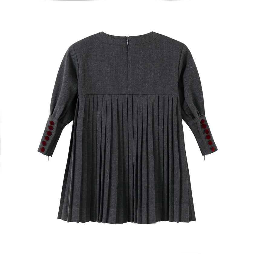 Pleated Button Dress