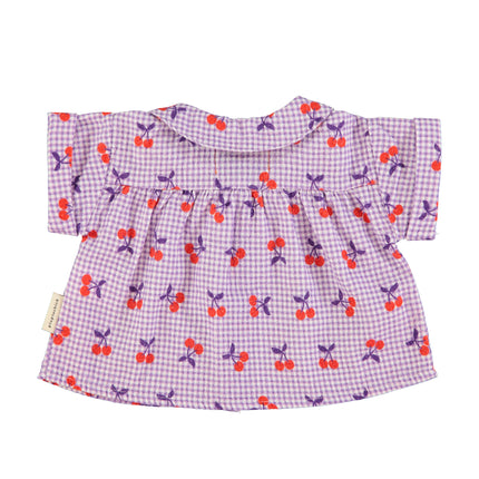 Peter Pan Collar Shirt and Bloomer Set - Checkered with Cherries