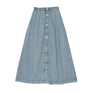 Stonewash Long Button Skirt