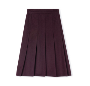 Pleated Wool Knee Skirt