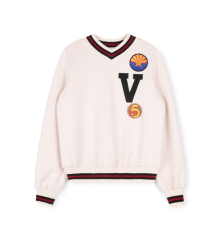 pully detail patch sweatshirt