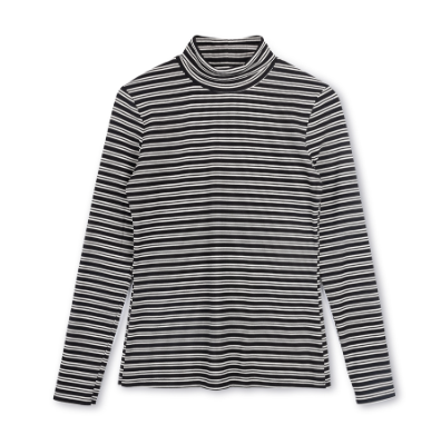 Stripe Jersey Mock Neck T-shirt