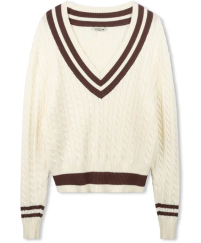 Point Chunky Knit Varsity Sweater