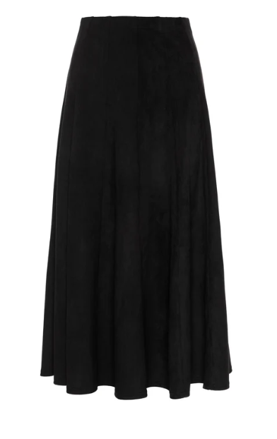 Ladies Midi Suede Paneled Skirt