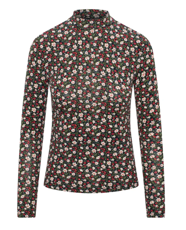 Ladies Printed Micro Mock Neck Tee