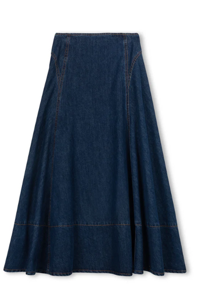 Vibe Denim Stitch Maxi Skirt