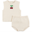 Pompome Embroidered Cherry Crochet Set