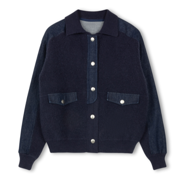 Knit and Denim Contrast Jacket
